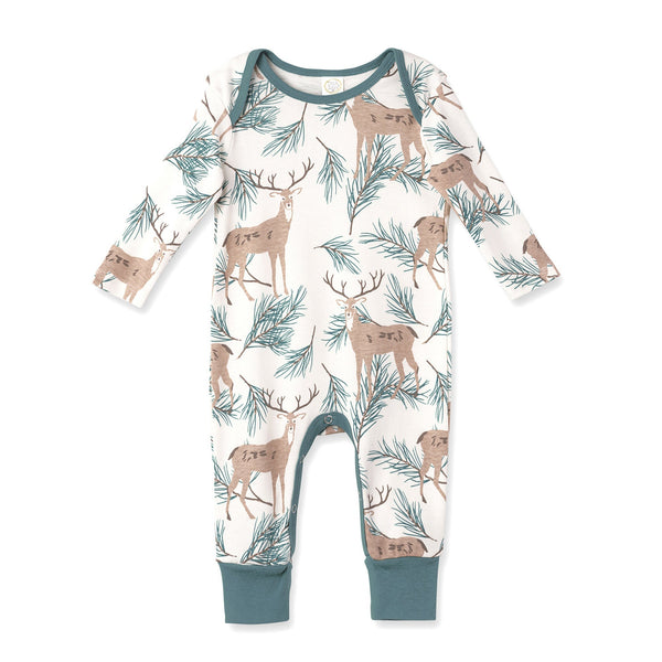 christmas-deer-pine-bamboo-romper Tesa Babe - Sophia's StyleBaby Boy Clothes-1